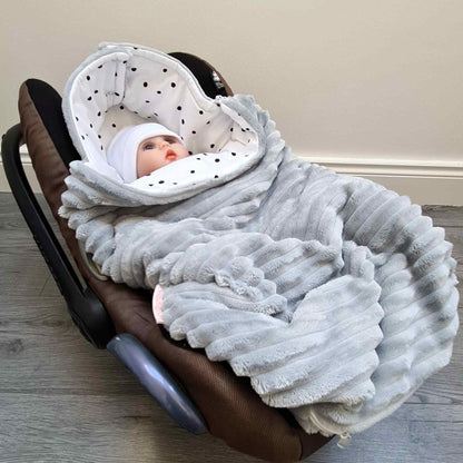 evcushy baby accessories for car  cosy footmuff with hood and zipp organic cotton