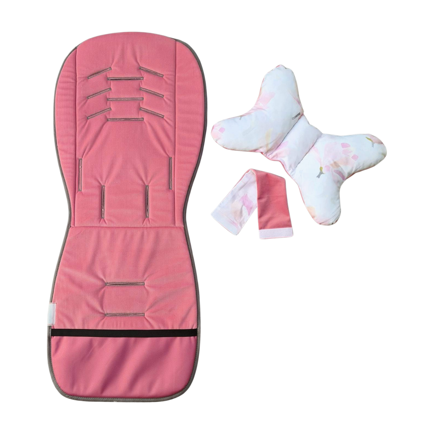 stroller liner and head support pillow for baby travel pink