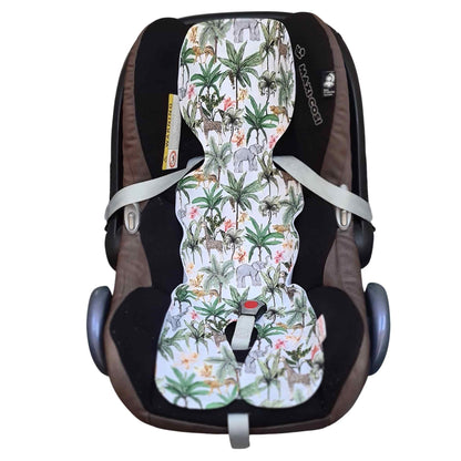 evcushy liner for car seat cotton breathable  0-9 months antisweat insert green jungle 