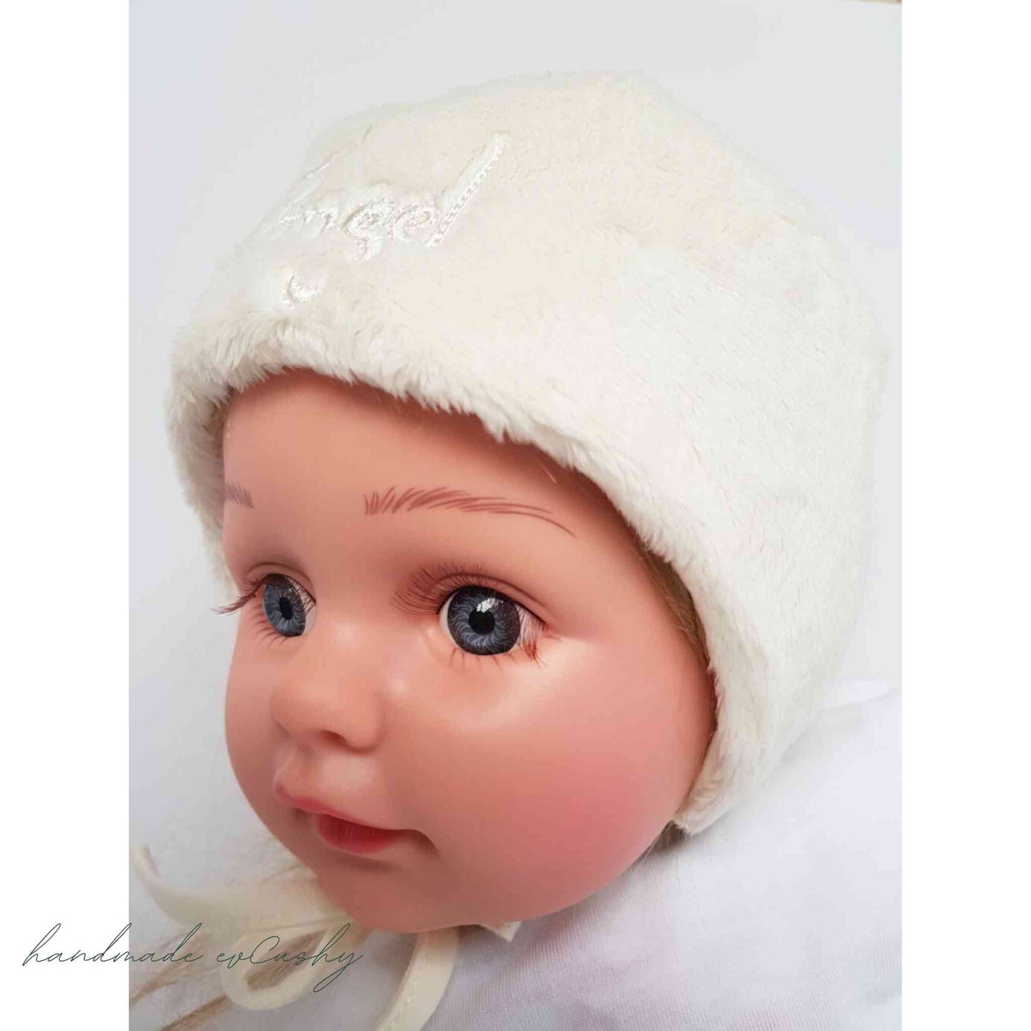hat for small baby newborn 0-3 months cream colour warm fleece hat for winter