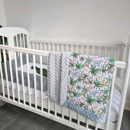 Cozy Jungle Blanket: Generous 90x100cm Size, Triple-Layered Comfort, Perfect for Baby Cots and On-the-Go Snuggling