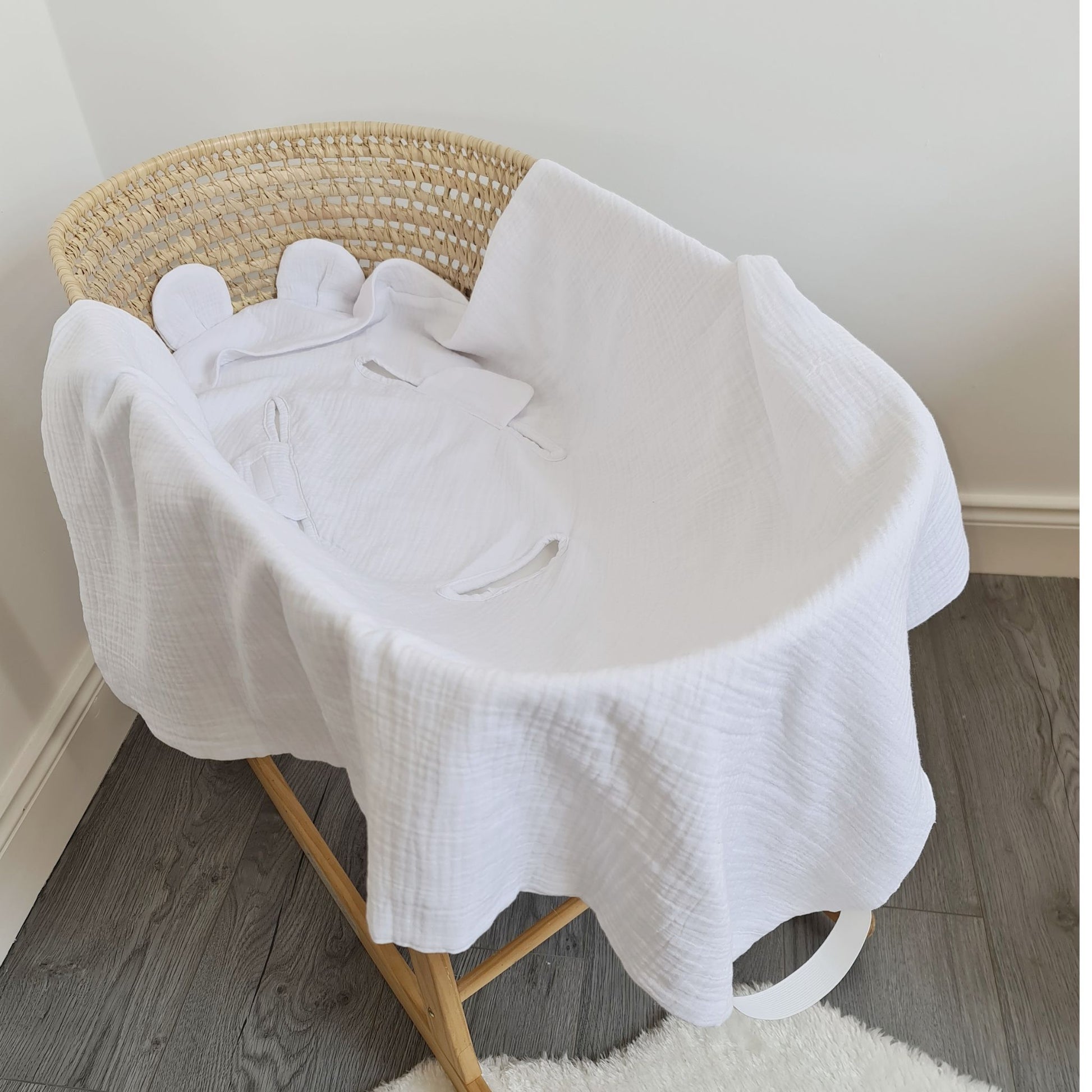 evCushy muslin blanket for baby 90x90xm with hood fits Mouses basket