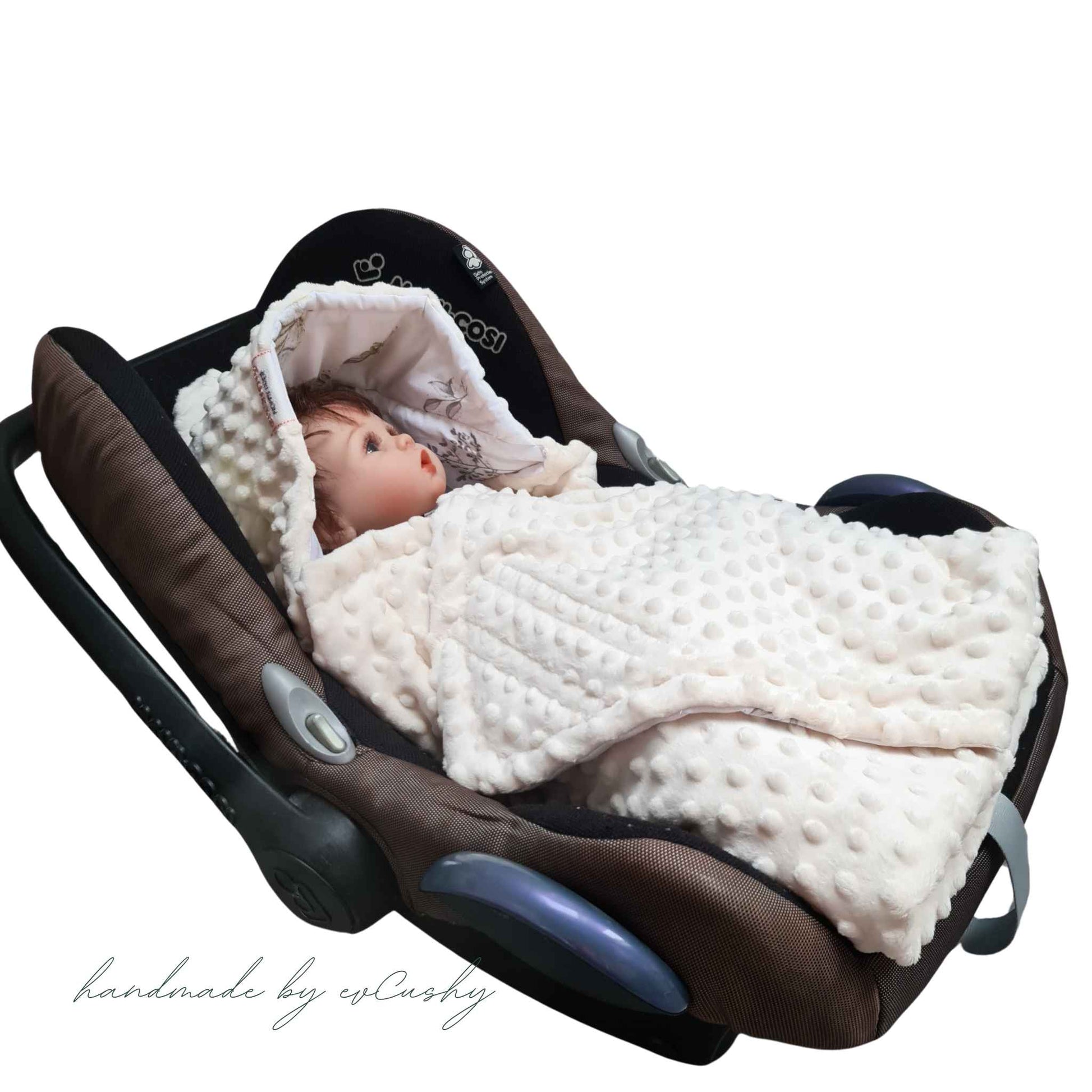 evcushy car seat blanket for infants  cream fleece cotton from newborn
