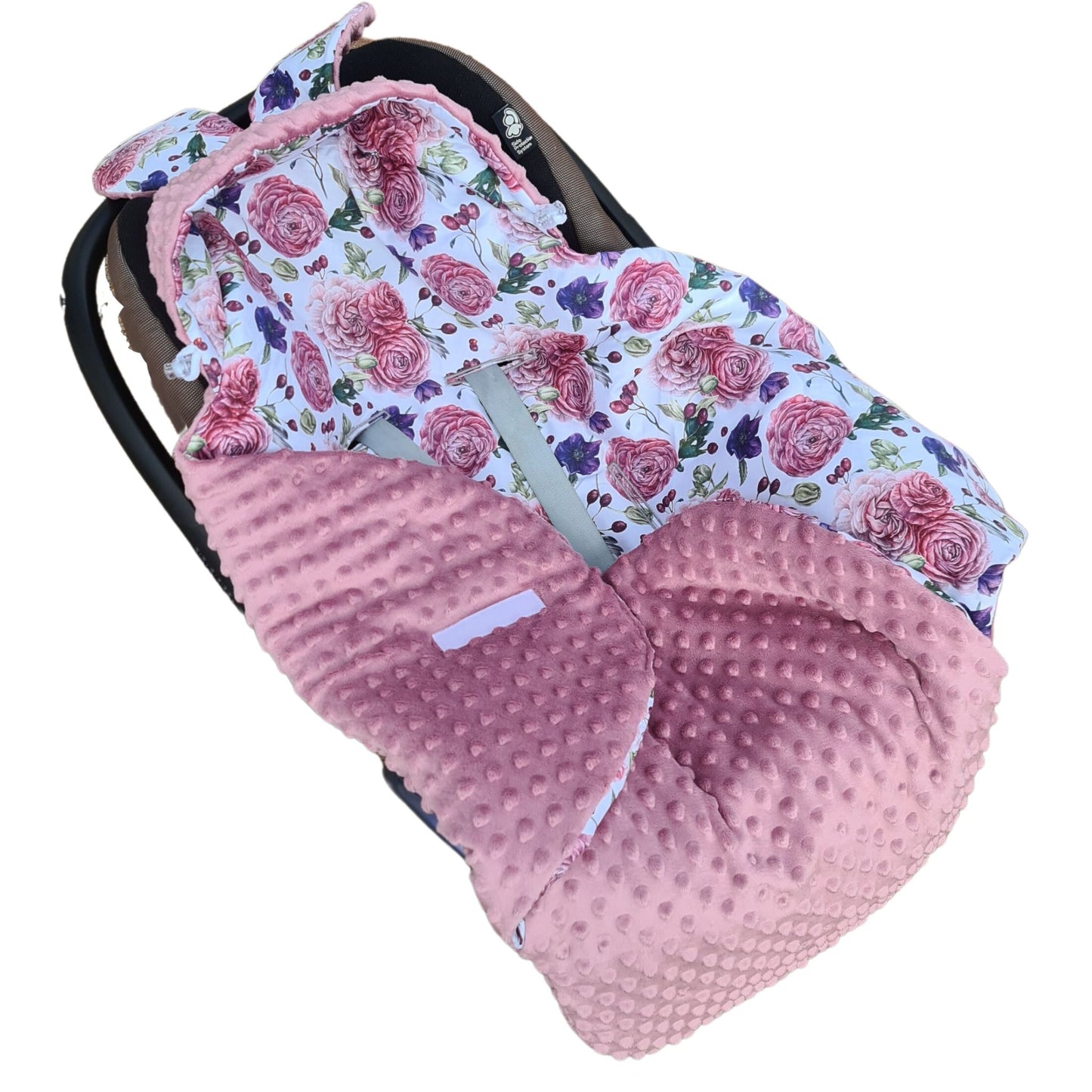 Car Seat Blanket Swaddle Footmuff 0-12 Months Pink Roses
