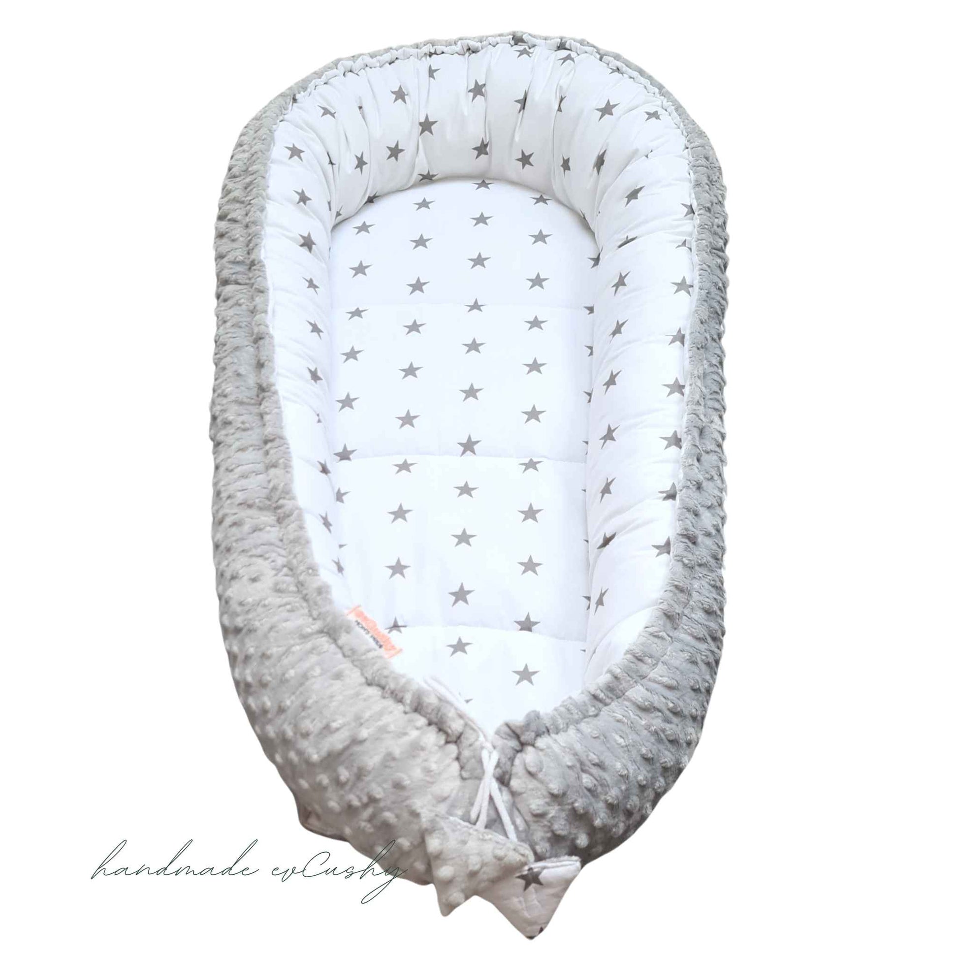 evcushy cosy baby nest sleeping pod for baby 0+ months grey & white cosy safe nest up to 9 months