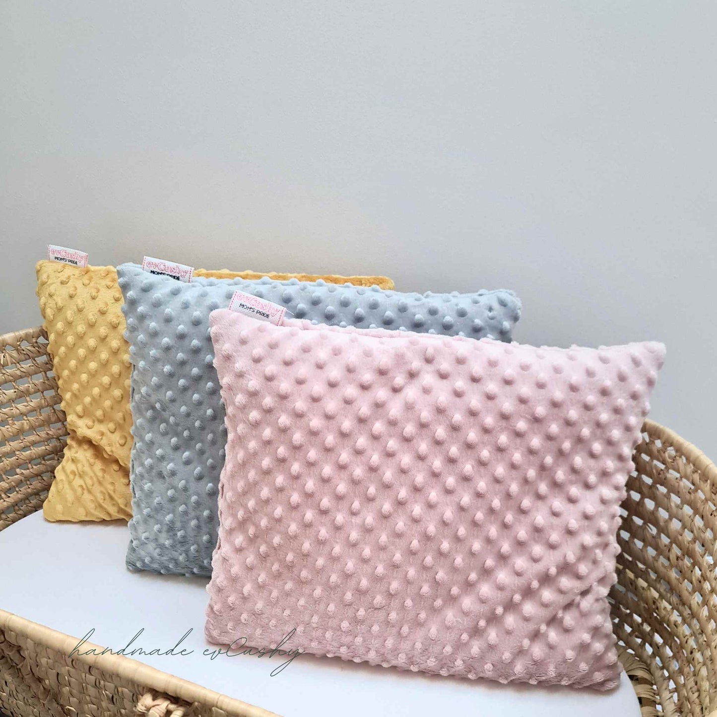 pillow for children room decor pink grey yellow cosy soft fleece