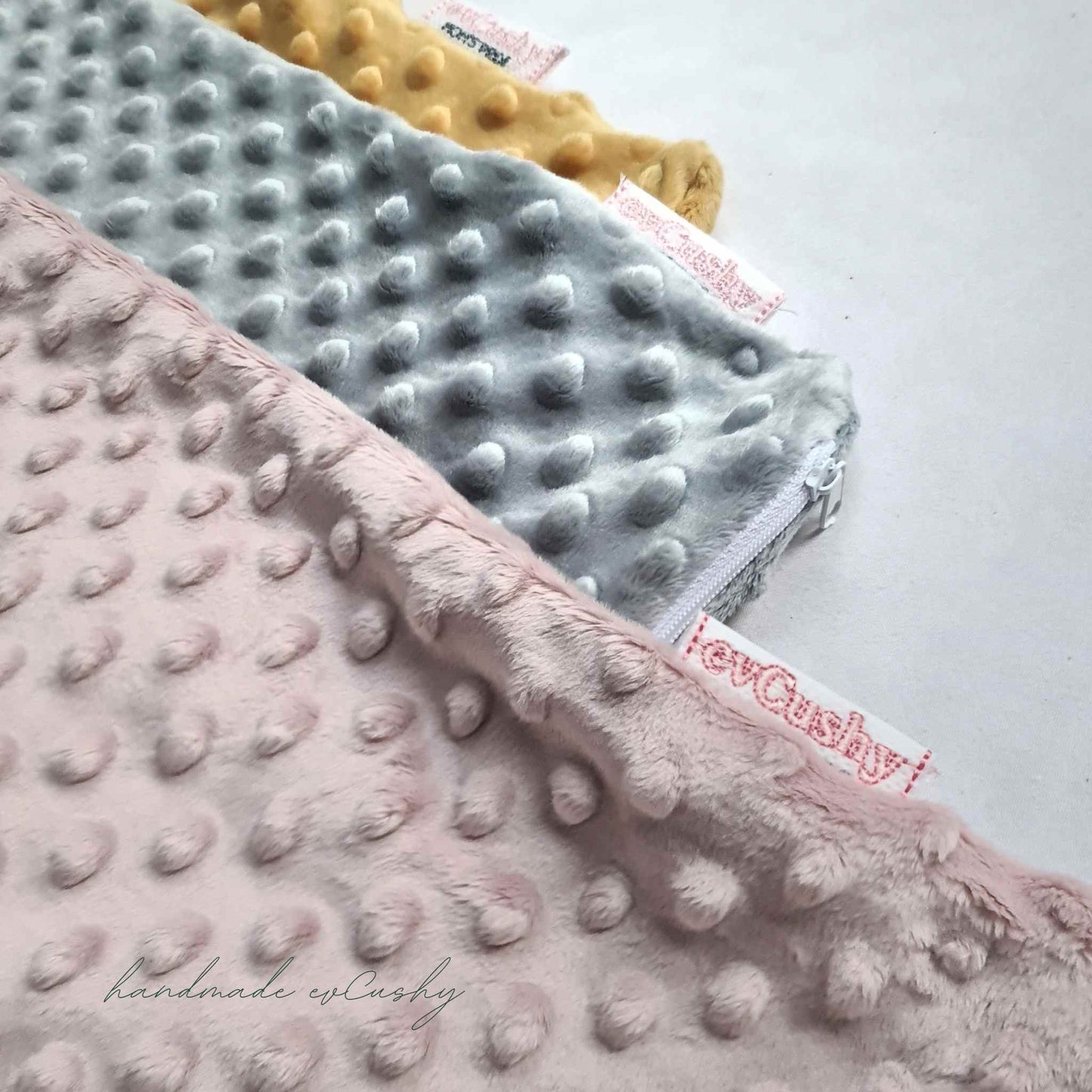 soft fleece cover for pillow with zip pink grey yellow