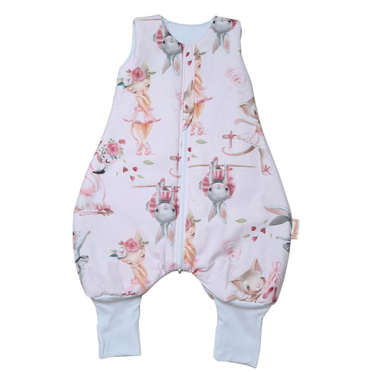 evcushy baby and toddler sleeping bag with feet sleep sack 100% cotton pink 2.5 tog with ballerinas