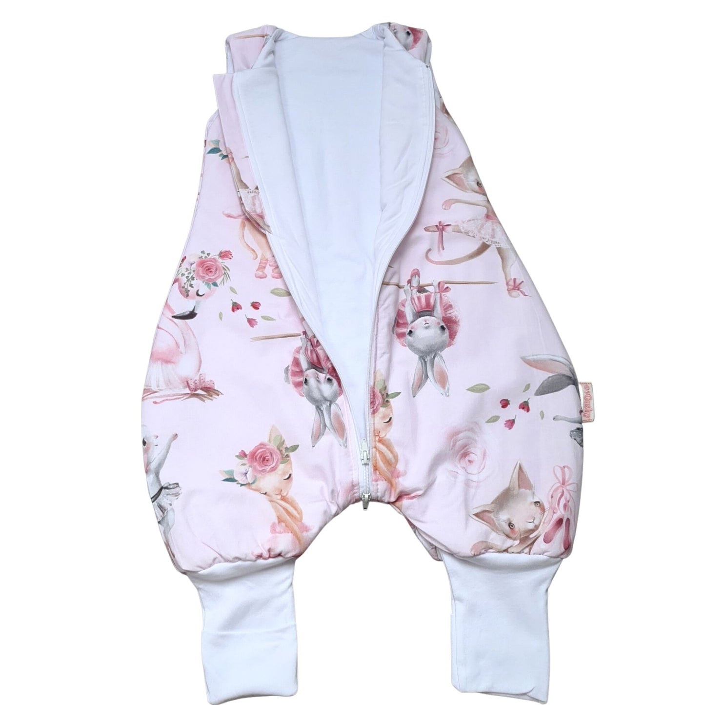 evcushy baby and toddler sleeping bag with feet sleep sack 100% cotton pink 2.5 tog with ballerinas cotton lining