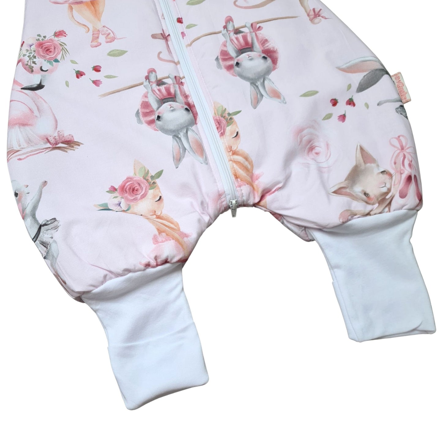 evcushy baby and toddler sleeping bag with feet sleep sack 100% cotton pink 2.5 tog with ballerinas has foldable feet