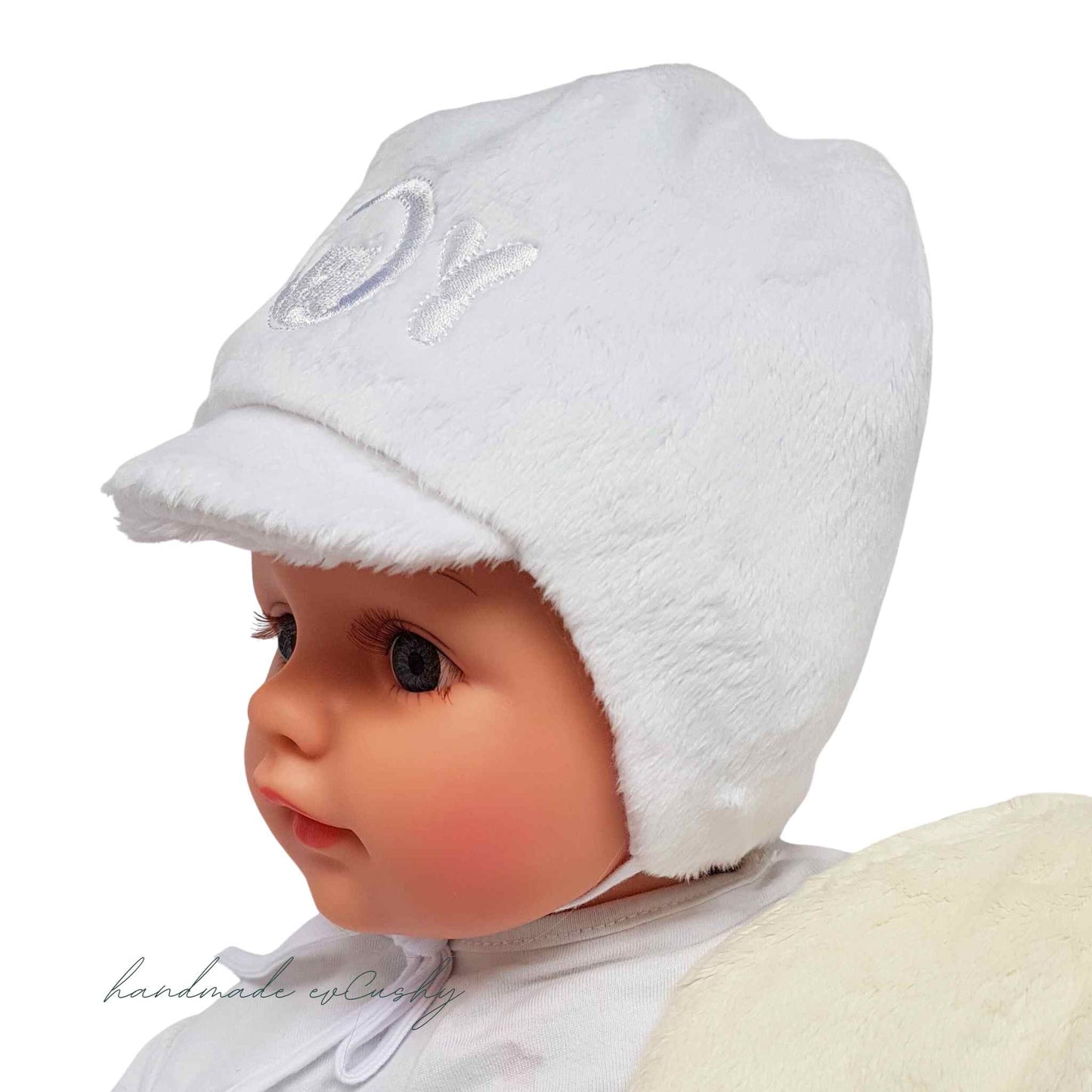 evcushy winter hat for baby boy white fleece hat with beak