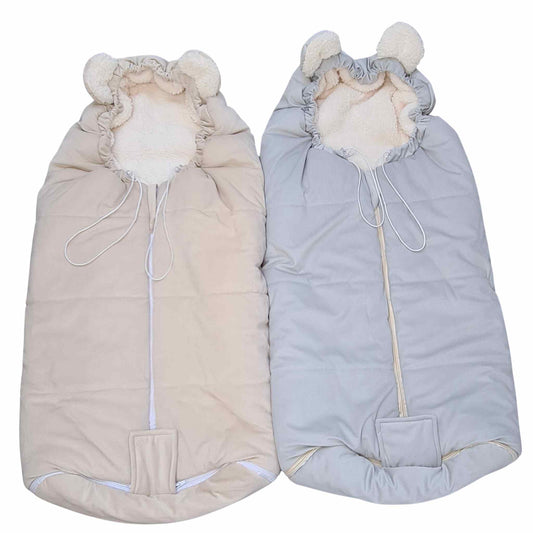 footmuff for pram and stroller for winter grey cream