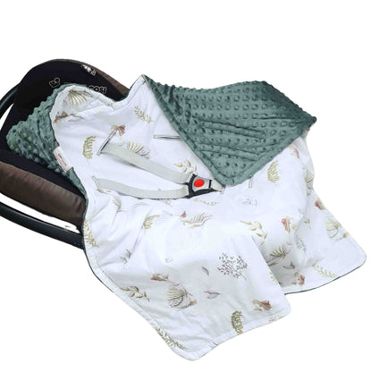 green blanket for baby infant with cotton geese pattern suits infant car seats in Ireland