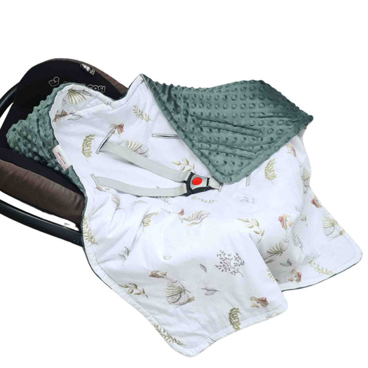 green blanket for baby infant with cotton geese pattern suits infant car seats in Ireland