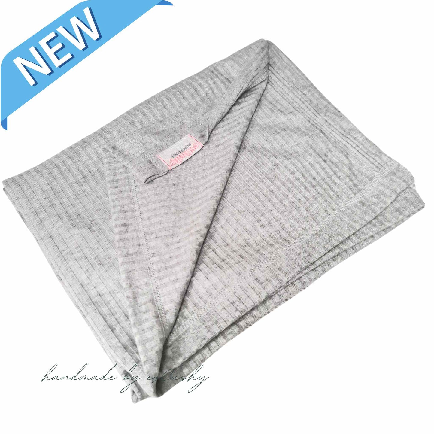 grey cotton blanket 100% ribbed knit evcushy