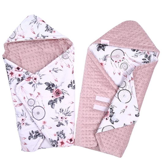 hooded blanket for baby car seat newborn pink dream catcher 0-6 months