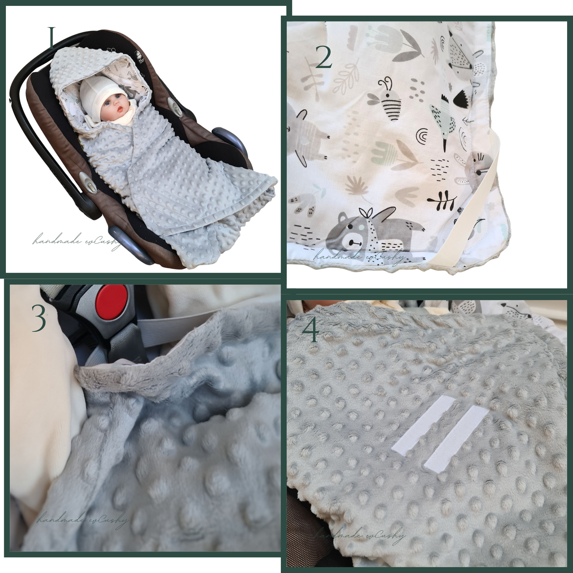 image showing how to wrap baby in the car seat blanket from evcushy.