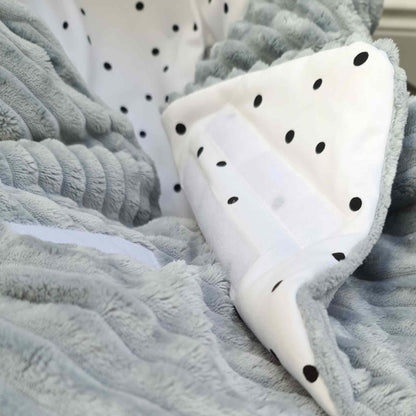infants car seat blanket grey and white with velcro closure