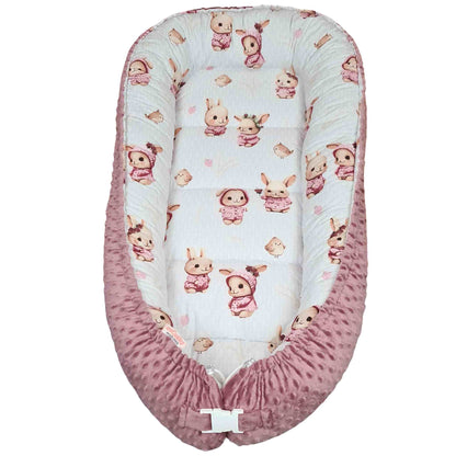 junior large nest sleep pod with handy liner pink 6months plus large pod for toddler bunnies bliss