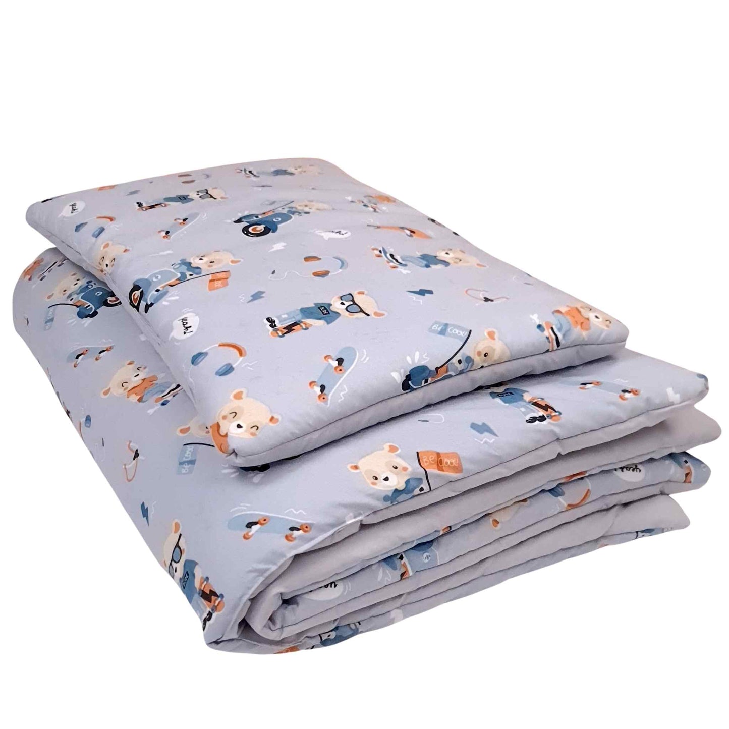 bedding with filling 100% cotton blue for boys age 1-5 years