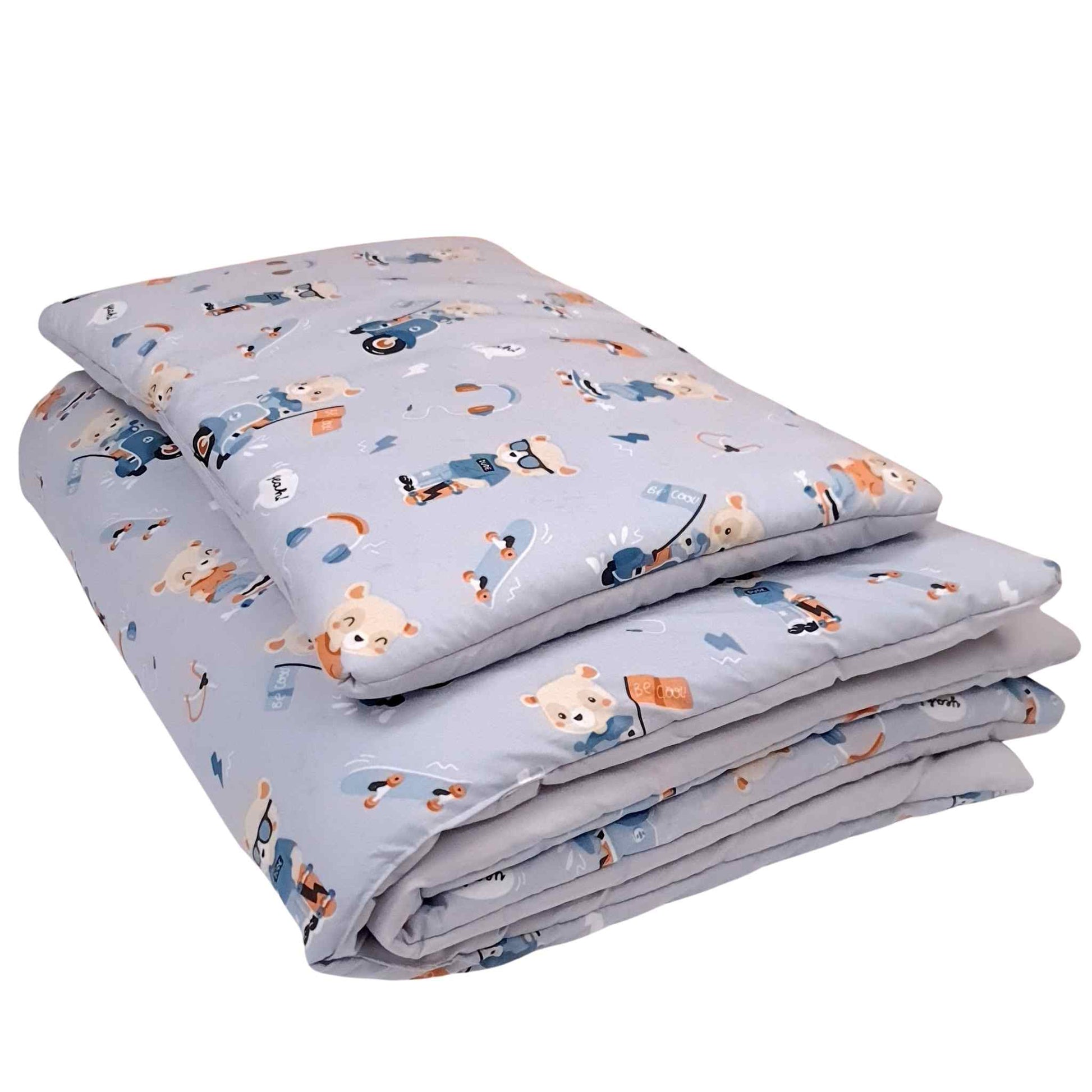 bedding with filling 100% cotton blue for boys age 1-5 years