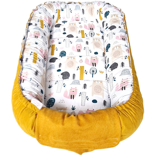 baby nest cocoon sleep pod for toddlers evcushy mustard colour