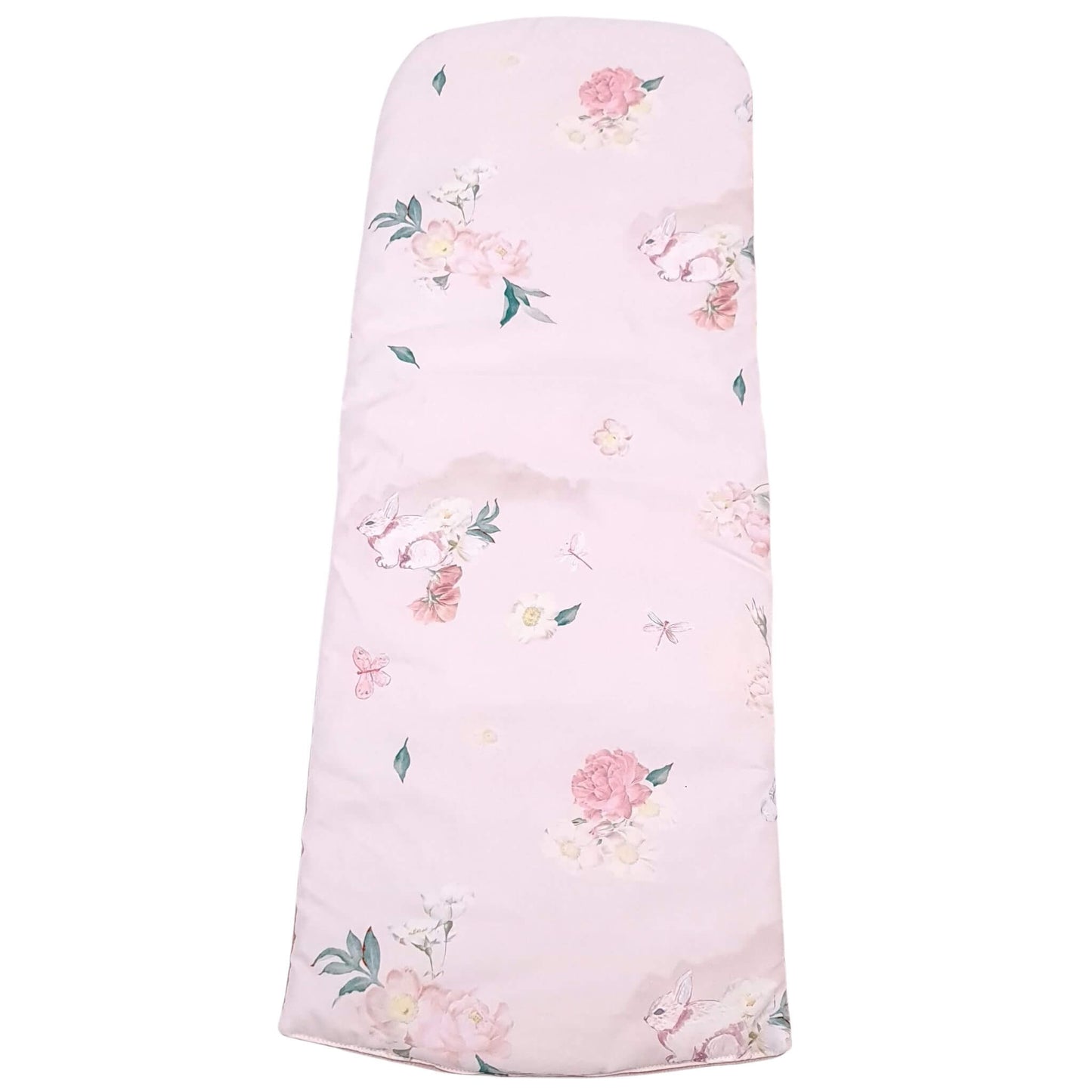 liner for baby nest xxl evcushy bunnies pattern and plain pink velvet on reverse
