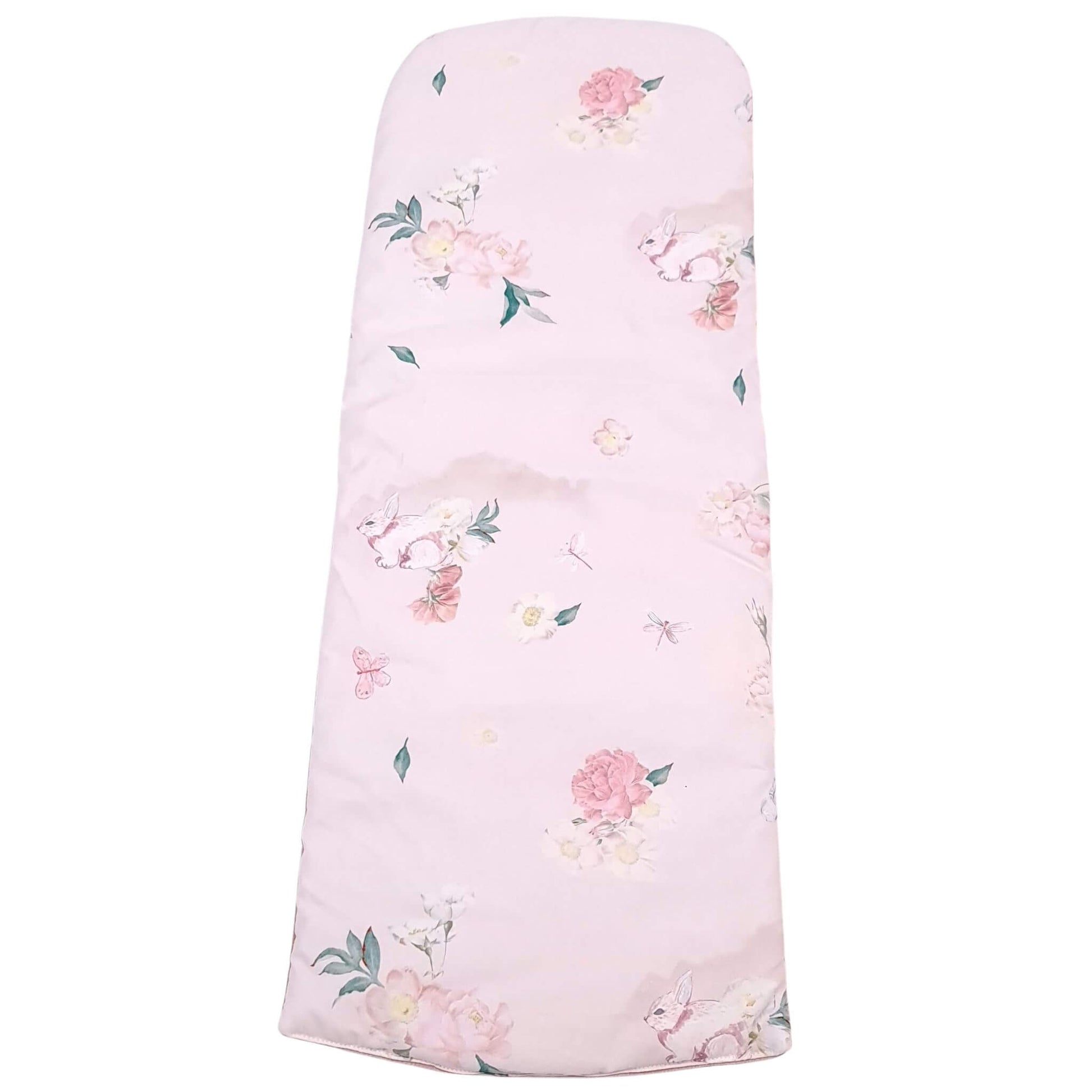 liner for baby nest xxl evcushy bunnies pattern and plain pink velvet on reverse