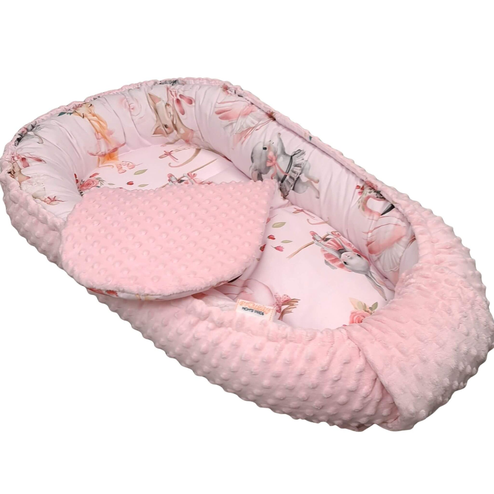 Luxury pink baby nest pod handmade by Evcushy