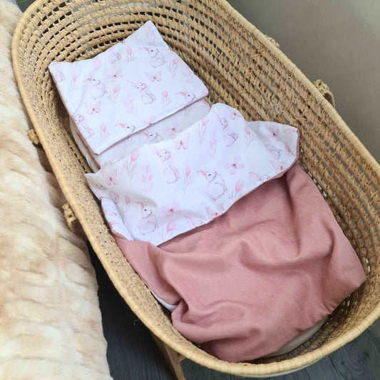 newborn baby blanket pink bunnies