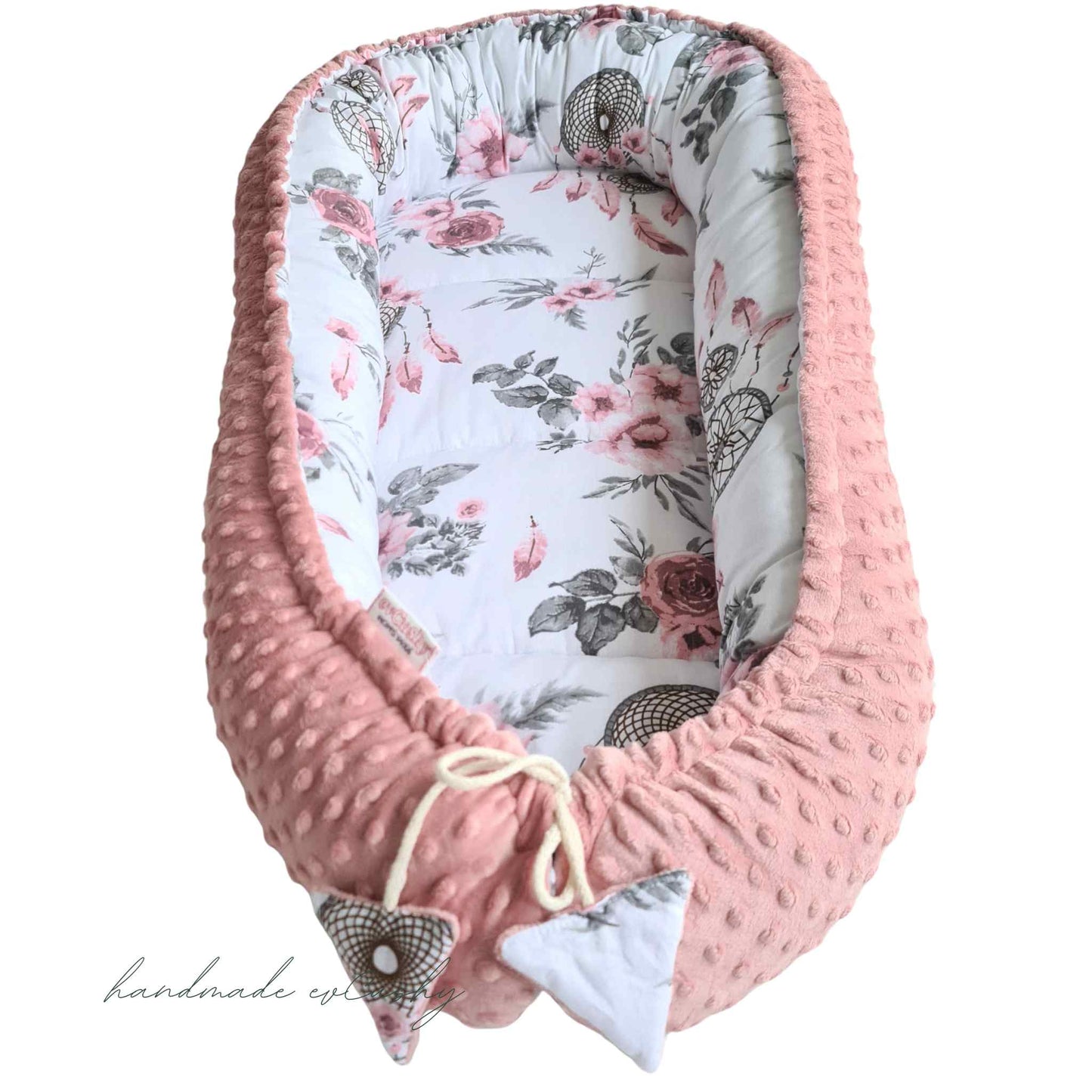 baby nest for girl pink cosy plush