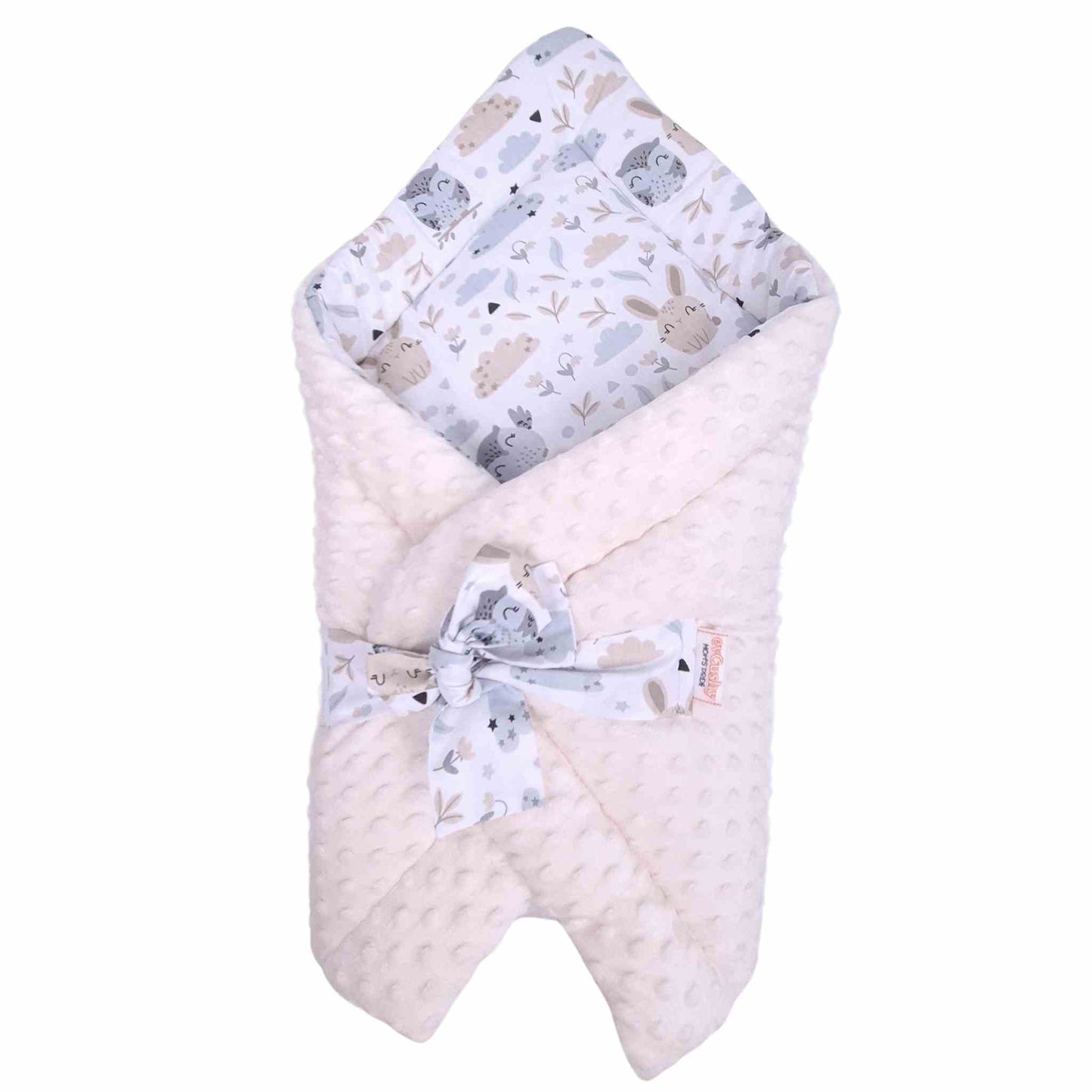 newborn baby swaddling blanket with ties 3 in 1 swaddle quilt playmat grey cream beige