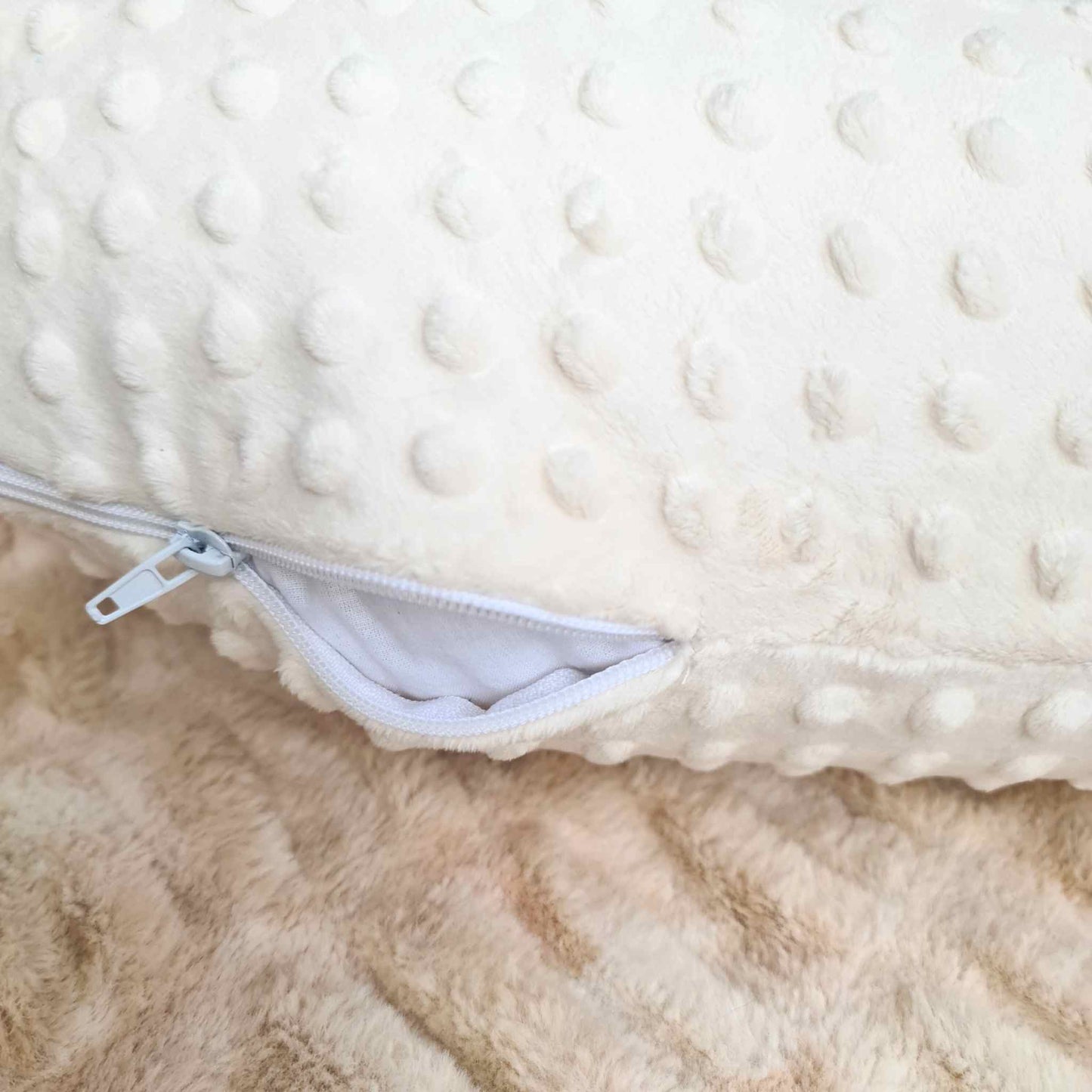nursing pillow comfort moon breastfeeding crem plush cover with zip evcushy