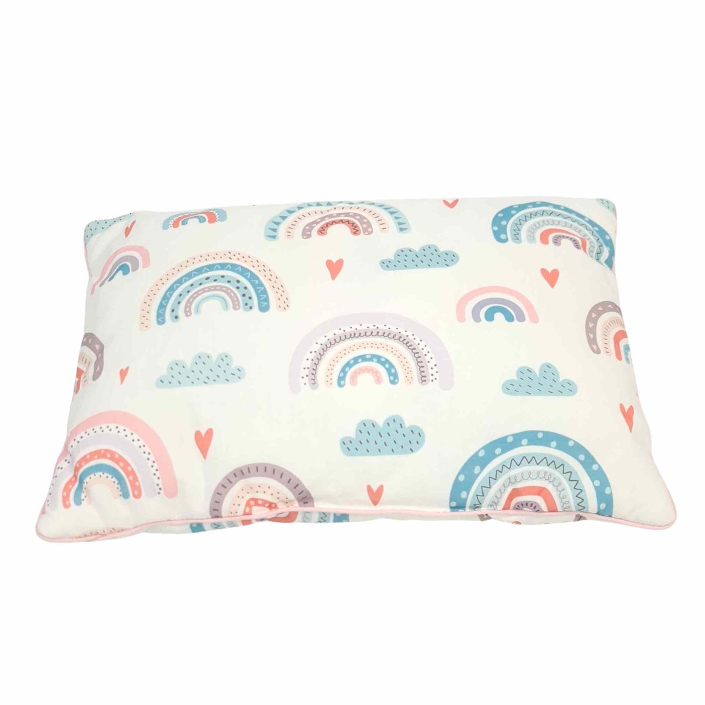 pillow for children 30x40cm rainbows pattern pink 100% cotton