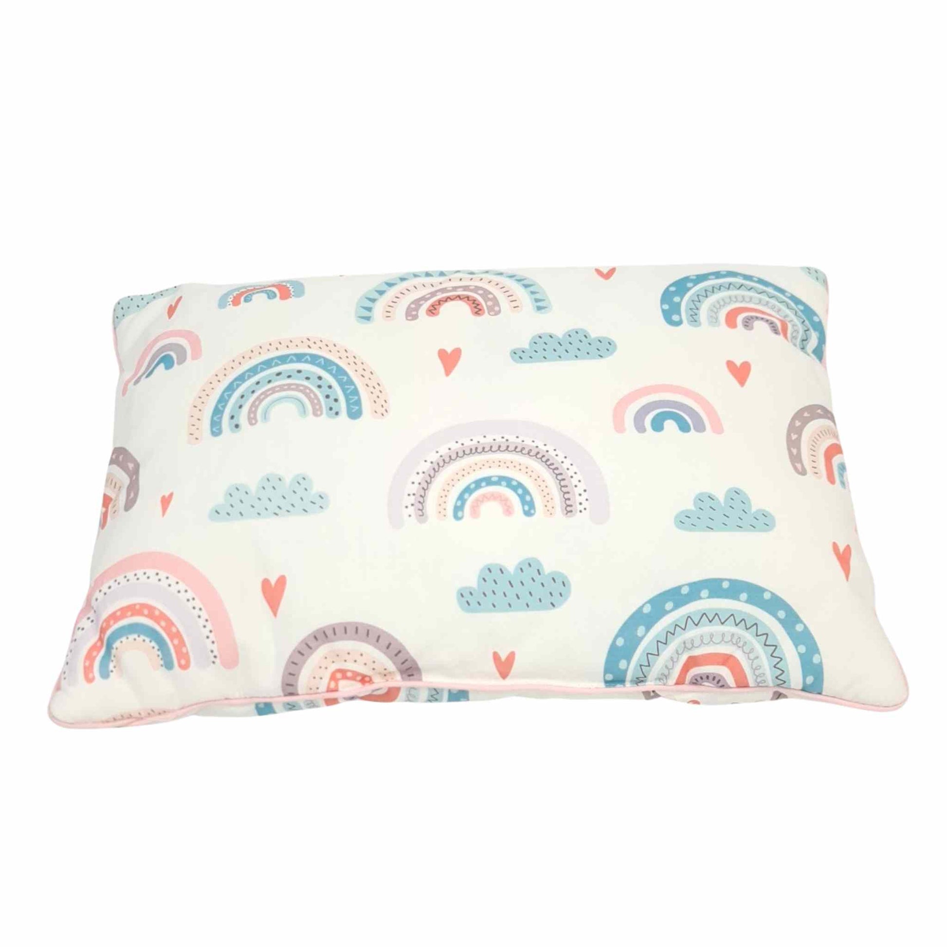 pillow for children 30x40cm rainbows pattern pink 100% cotton