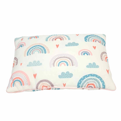 pillow for children 30x40cm rainbows pattern pink 100% cotton