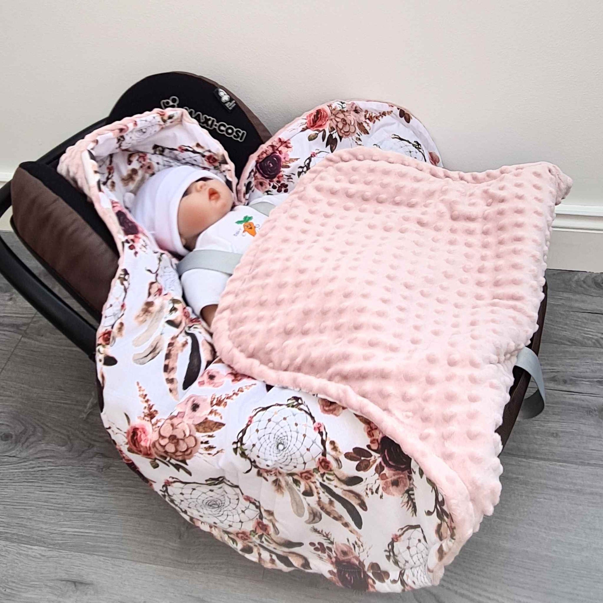 pink blanket for baby car seat from newborn till 12 months 5 points harness evcushy cosy travel blanket