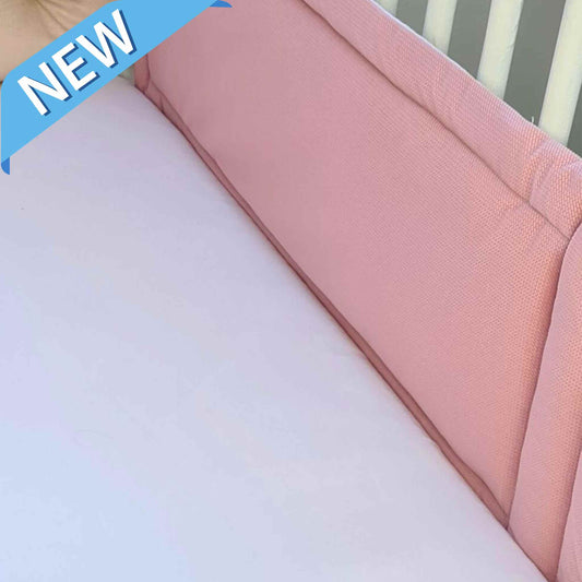 pink velvet bumper for one side of the cot bed 140cm or 120cm evcushy