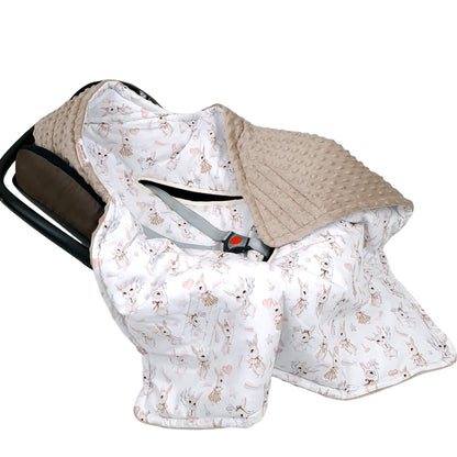 Baby Car Seat Blanket 0-12 Months  Plush | Retro Bunny