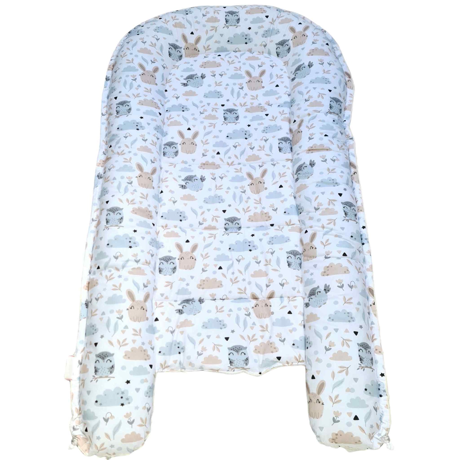 snuggle and play pod for cosy naps for children up to 36 months cream cosy minky and 100% cotton with owls pattern play mat changing mat