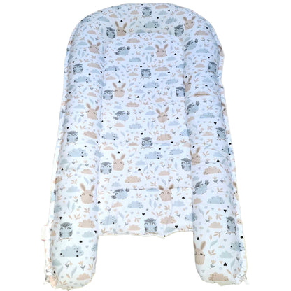 snuggle and play pod for cosy naps for children up to 36 months cream cosy minky and 100% cotton with owls pattern play mat changing mat