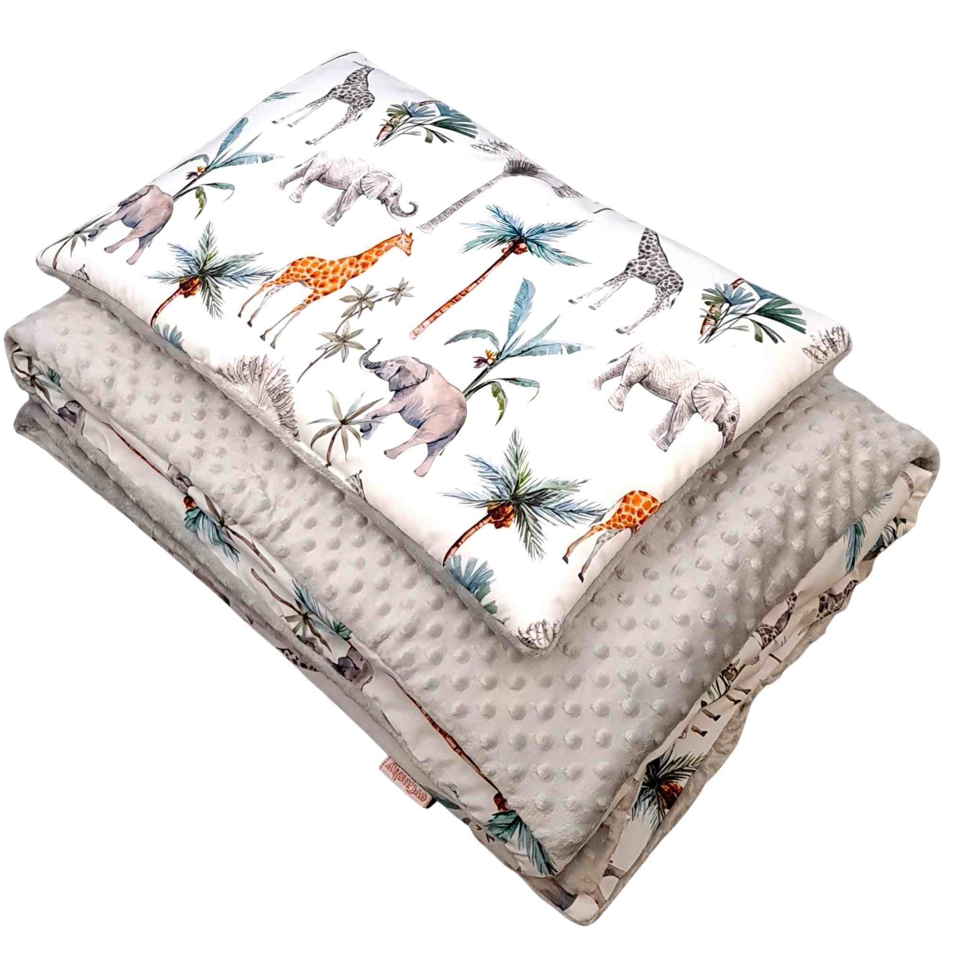 toddler bedding set quilt and pillow for 1-5 years safari elephants giraffes 