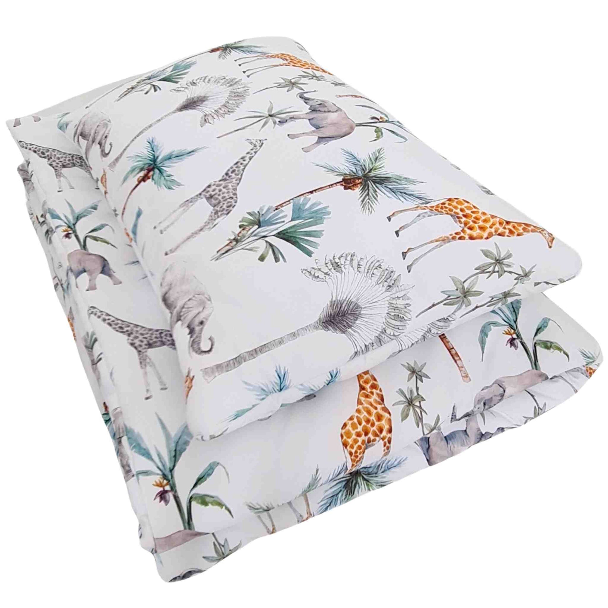 toddler duvet pillow for cot bed montessorri bed safari animals pattern 100% cotton