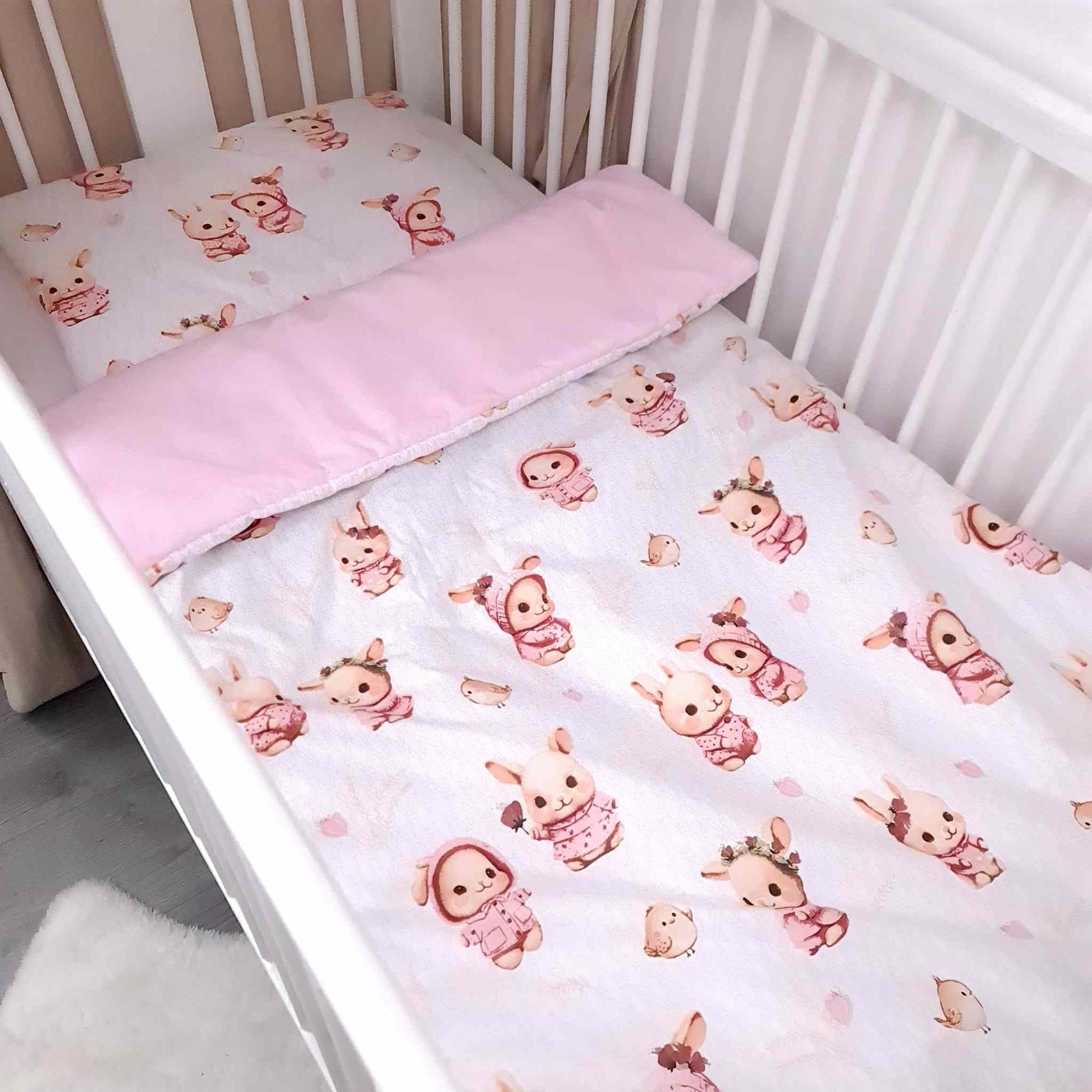 toddler duvet pillow pink bunnies bliss cotton toddler size bedding