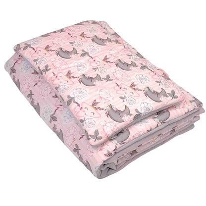 toddler bedding set with filling duvet pillow quilt pink grey 100% cotton