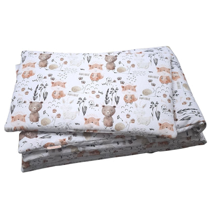 kids bedding set toddler size featuring woodland  flora and fauna