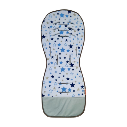 padded liner for pushchair strollers blue and stars pattern