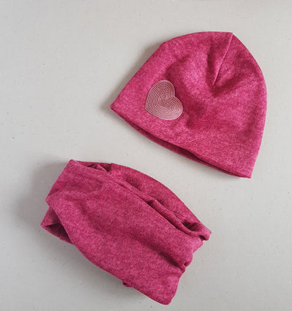 Girls hat beanie and snood set