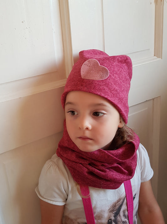 Girls hat beanie and snood set