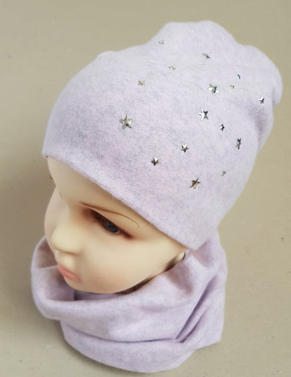 Beanie warm hat for girls STUDS STARS  4 months- 16 months